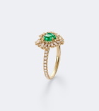 Suzanne Kalan 18kt gold ring with emerald and diamonds