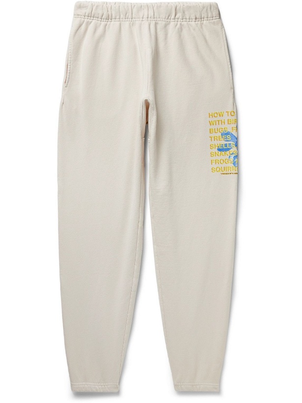 Photo: FRIENDS WITH ANIMALS - Tapered Printed Cotton-Jersey Sweatpants - Neutrals