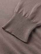 Canali - Suede-Trimmed Cotton Half-Zip Sweater - Brown