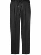 Lardini - Straight-Leg Pleated Wool-Blend Twill Drawstring Trousers - Black