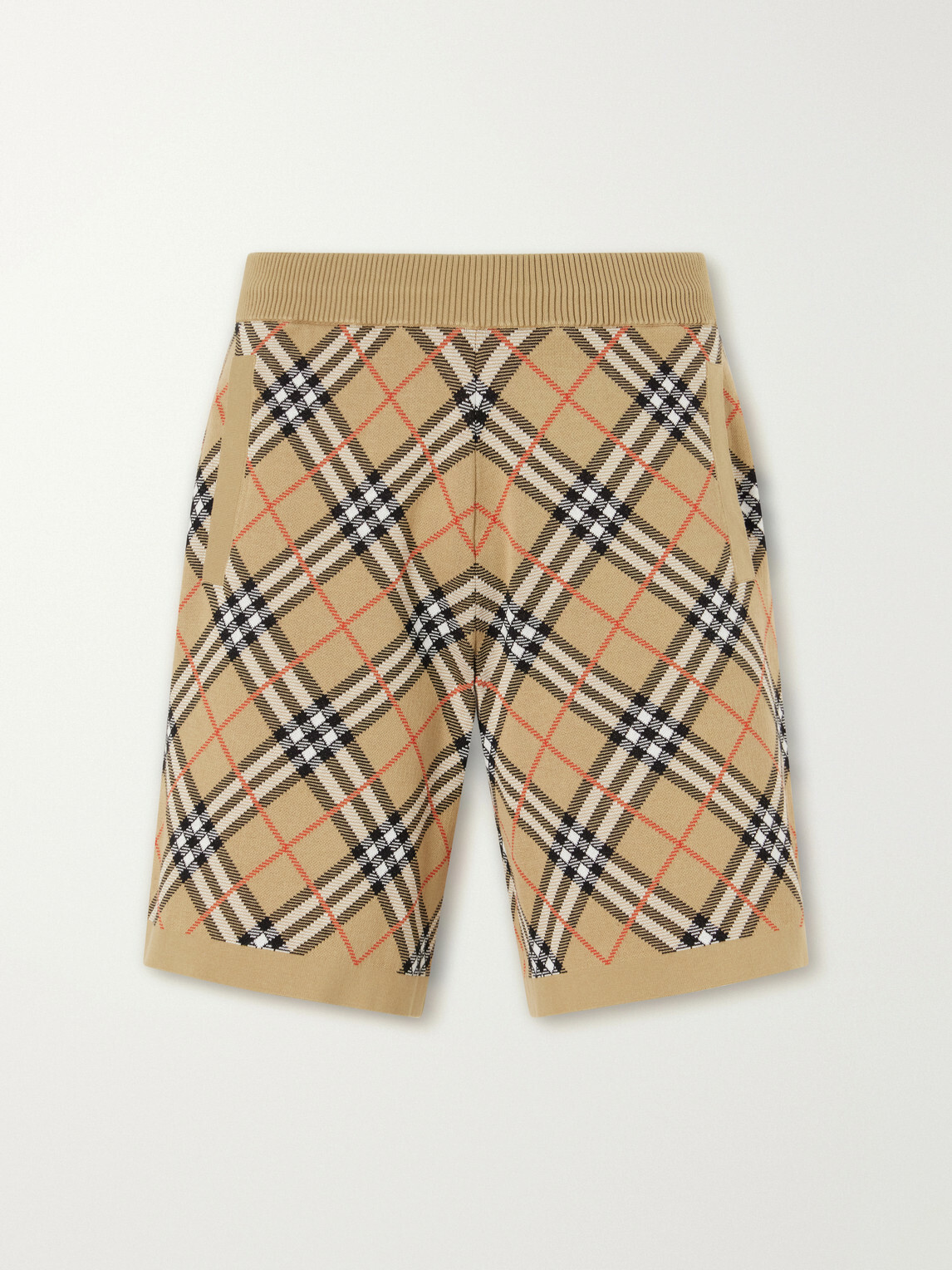Burberry - Straight-Leg Knitted Checked Cotton-Blend Shorts - Neutrals