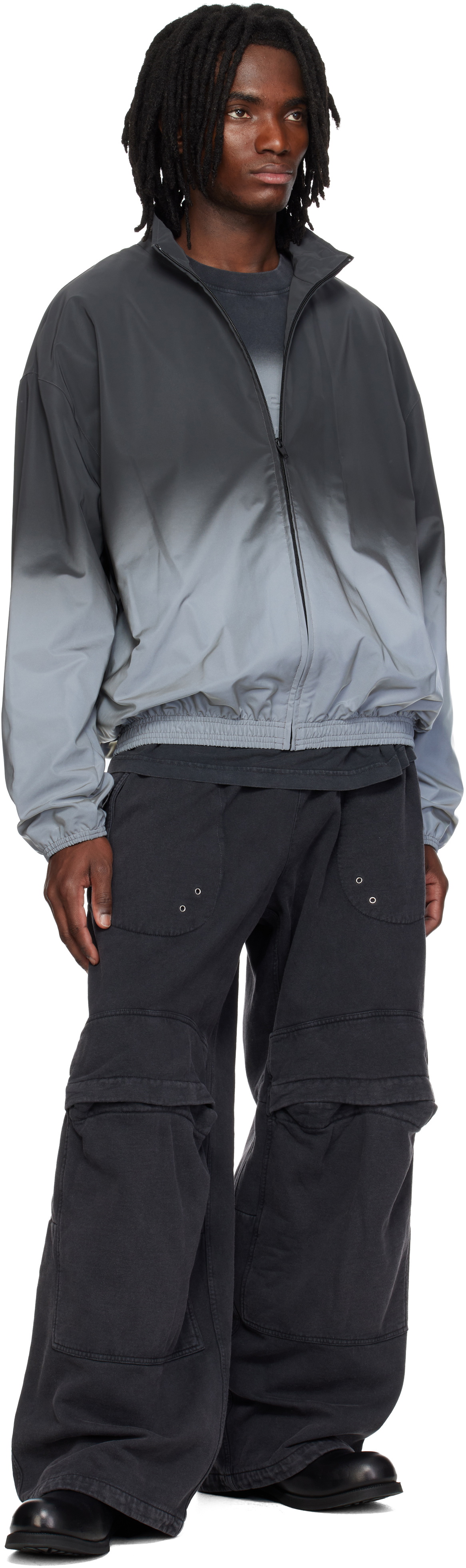 Alexander Wang Gray & Silver Reflective Track Jacket