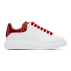 Alexander McQueen White and Red Python Oversized Sneakers