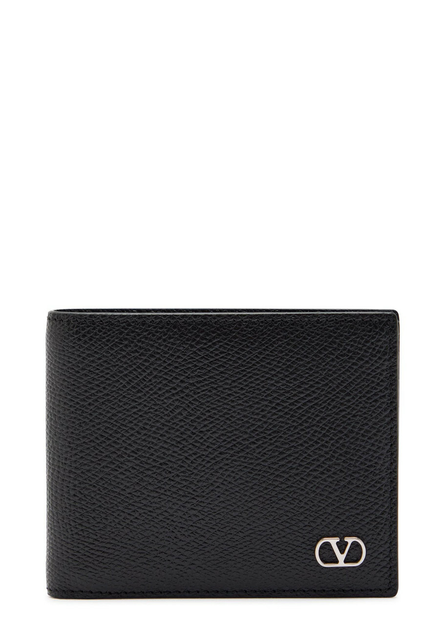 Valentino Garavani Vlogo Grained Leather Wallet - Black - One Size