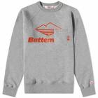 Battenwear Men's Team Reach Up Crew Sweat in Heather Grey