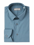 Canali - Spread-Collar Cotton-Blend Poplin Shirt - Blue
