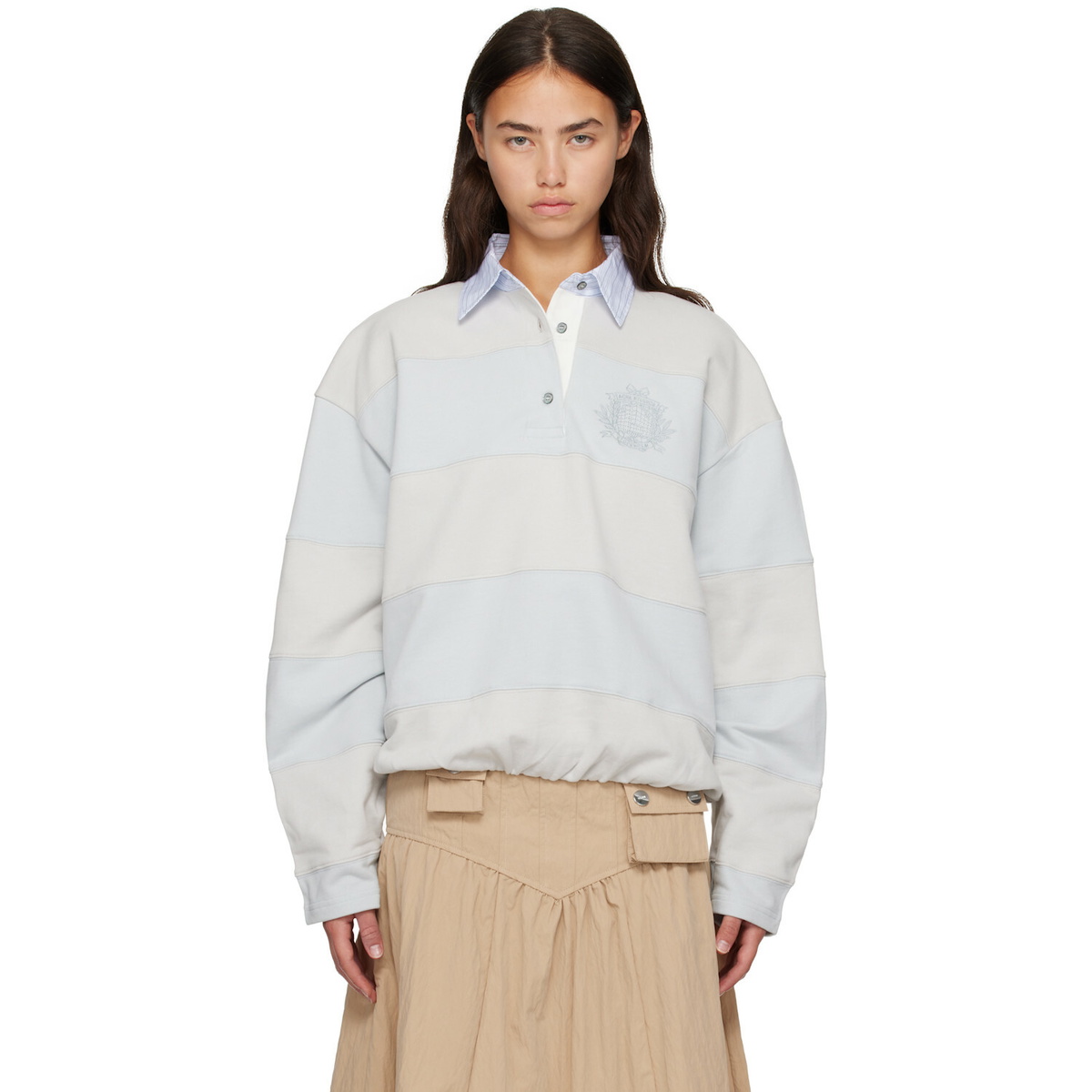 Acne Studios Blue & Gray Striped Polo