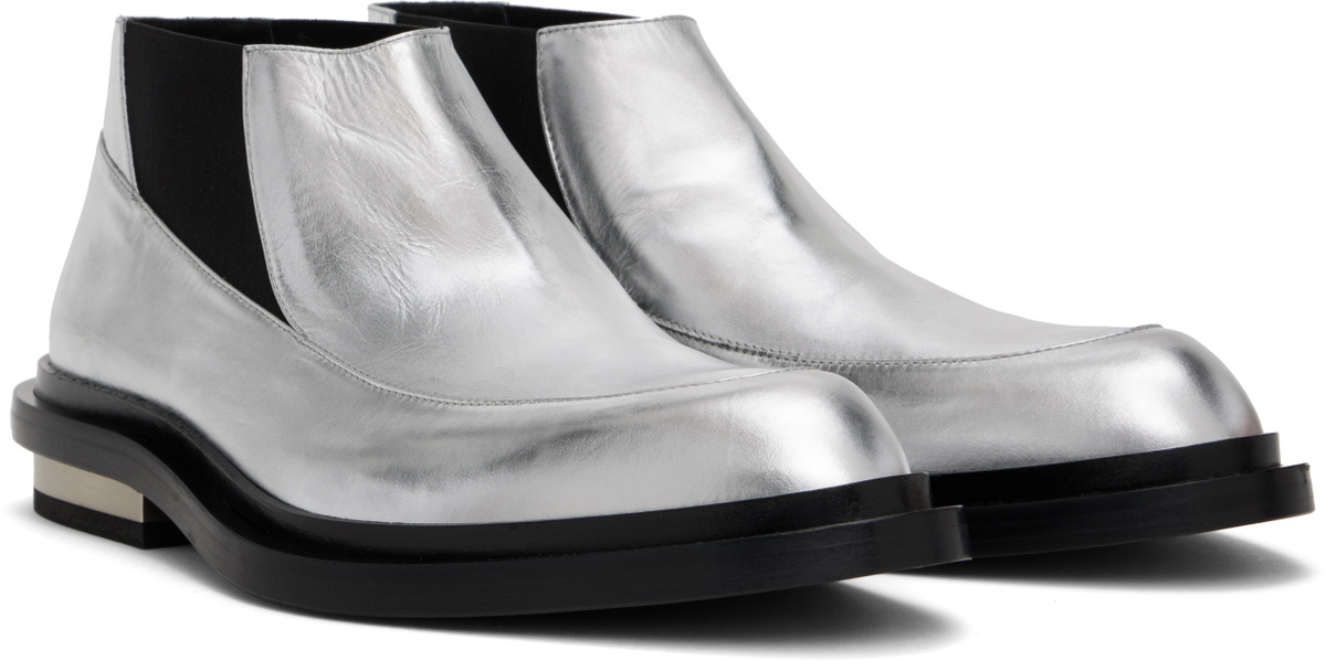 Jil Sander Silver Ankle Chelsea Boots