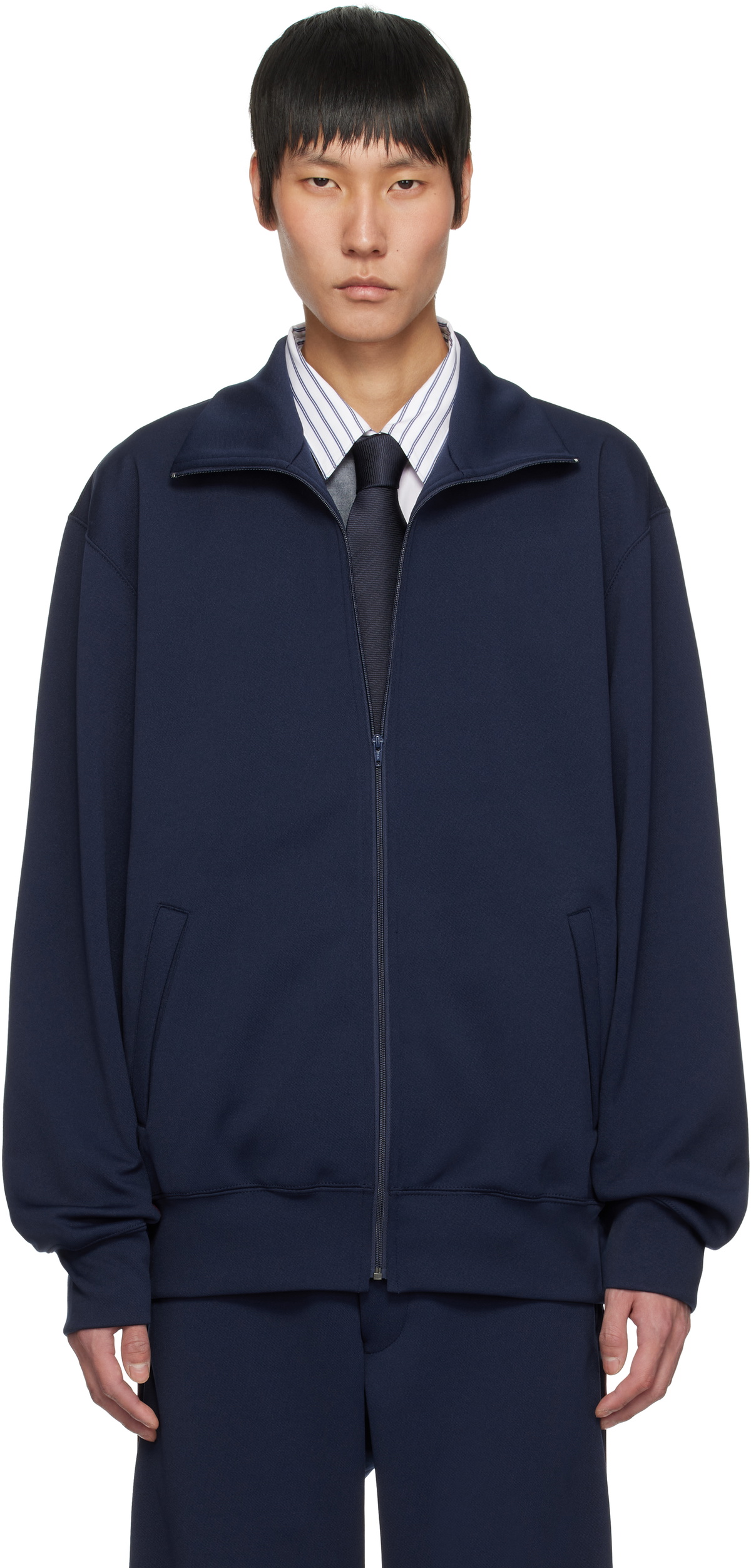 Comme des Garçons Homme Deux Navy Striped Track Jacket