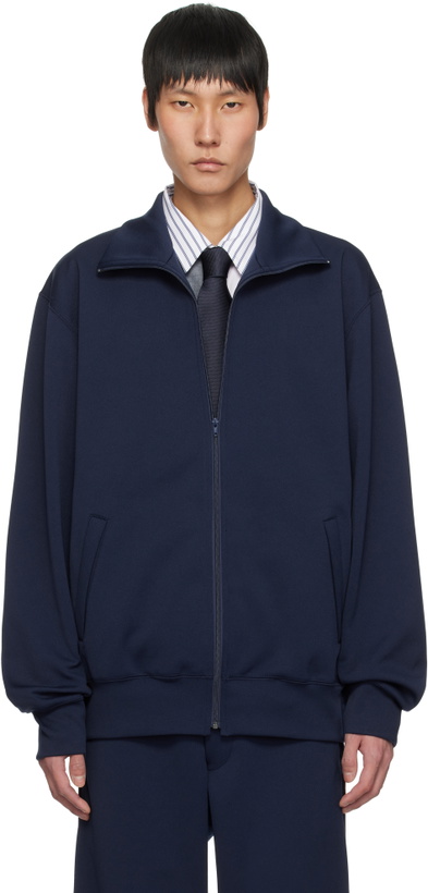 Photo: Comme des Garçons Homme Deux Navy Striped Track Jacket