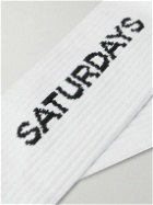 Saturdays NYC - Logo-Intarsia Ribbed Cotton-Blend Socks