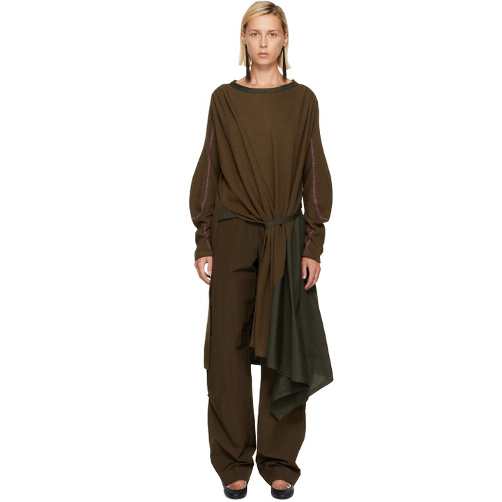 Photo: Kiko Kostadinov Khaki Eider Godet Minidress