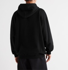 Balenciaga - Logo-Embroidered Fleece-Back Cotton-Jersey Hoodie - Black