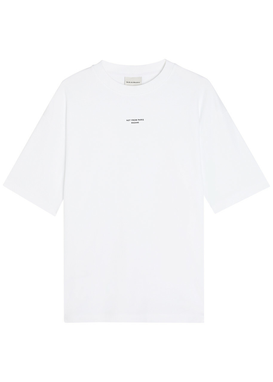 DRÔLE DE Monsieur Le T-shirt Slogan Printed Cotton T-shirt White
