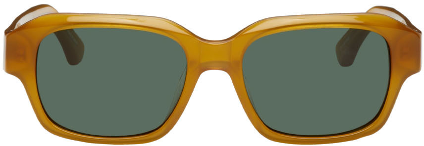 Dries Van Noten Brown Linda Farrow Edition Rectangular Sunglasses