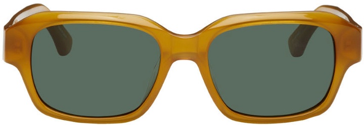 Photo: Dries Van Noten Brown Linda Farrow Edition Rectangular Sunglasses