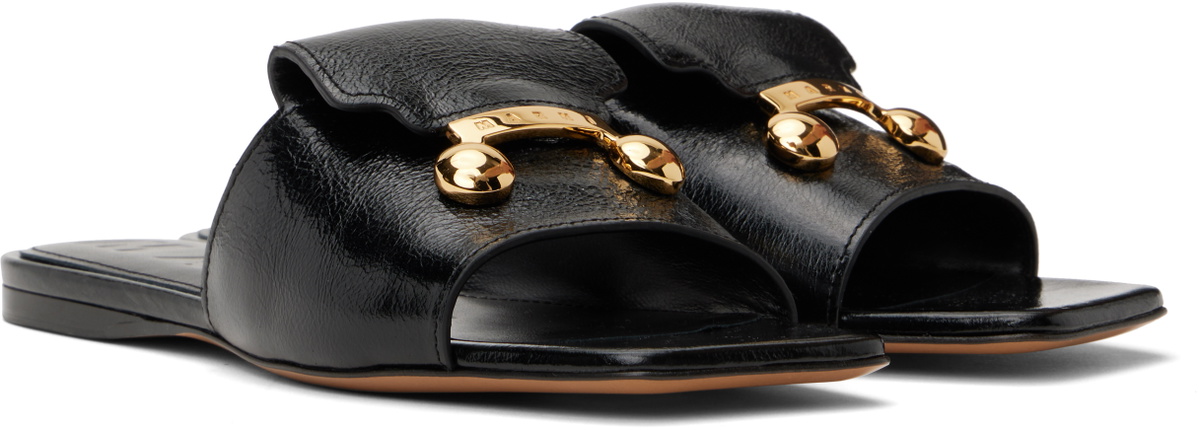 Marni Black Leather Trunkaroo Sandals