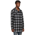 Balenciaga Grey and Black Flannel Flap Long Sleeve Shirt