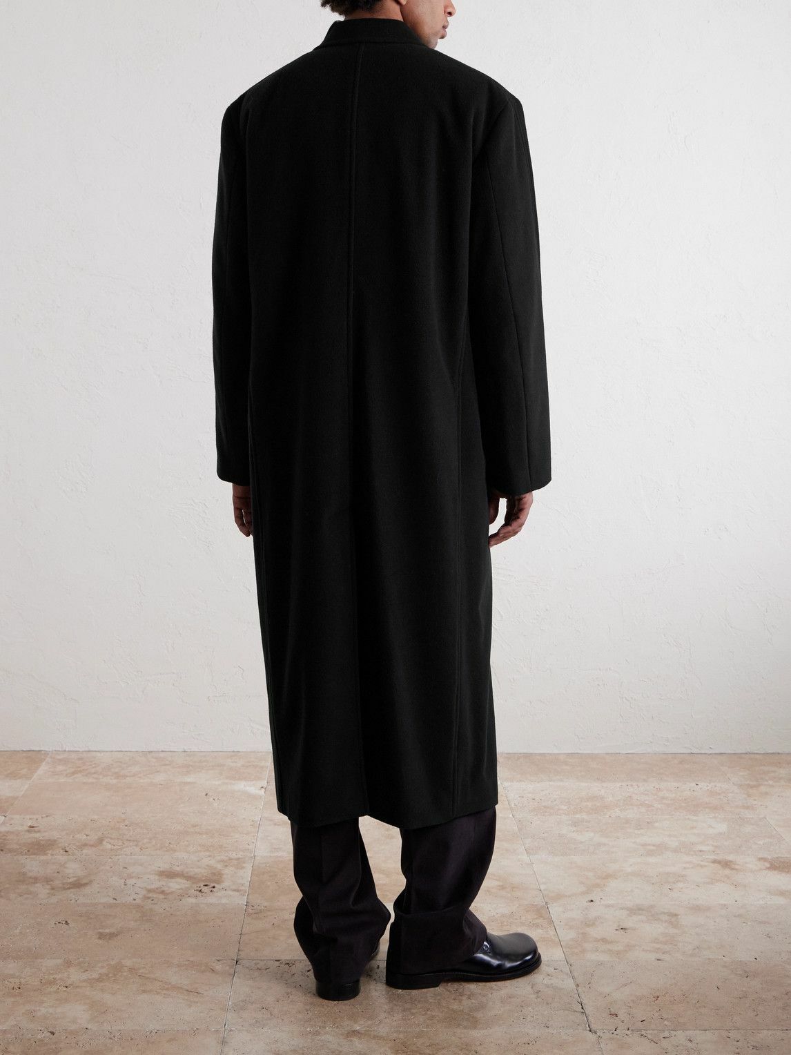 Auralee - Double-Breasted Wool Coat - Black