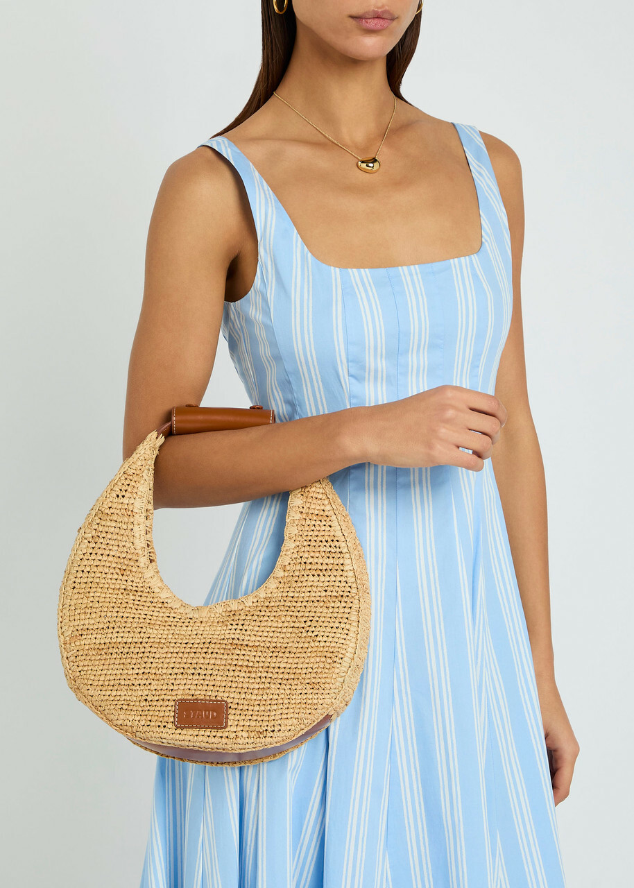 Staud Leather-trim Raffia Shoulder bag - Natural - One Size