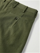 Incotex - Slim-Fit Tapered Pleated Virgin Wool and Cotton-Blend Trousers - Green