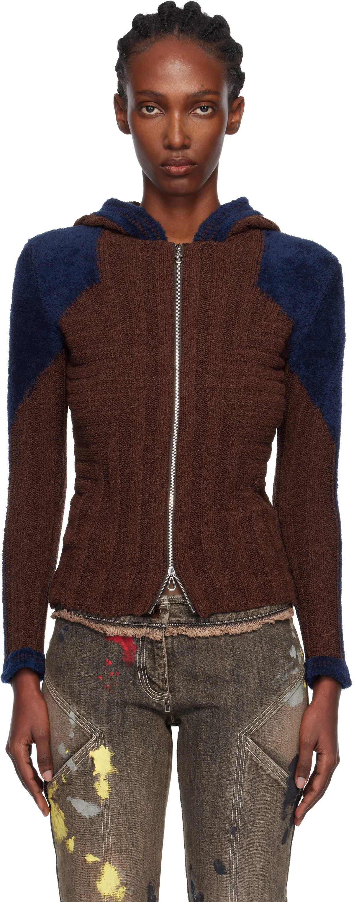 Kiko Kostadinov Brown & Blue Quimby Fitted Hoodie Kiko Kostadinov