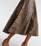 Ganni Leopard-print cotton poplin midi dress