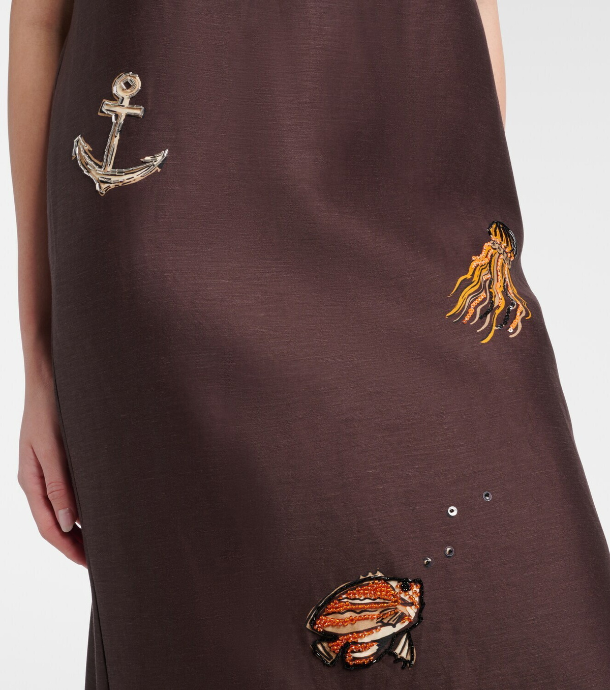Alémais Embellished printed linen-blend maxi dress