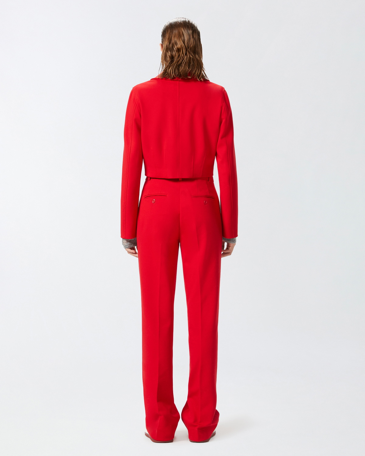 Pinko Dress Trousers Straight Fabric Stitch Tango Red