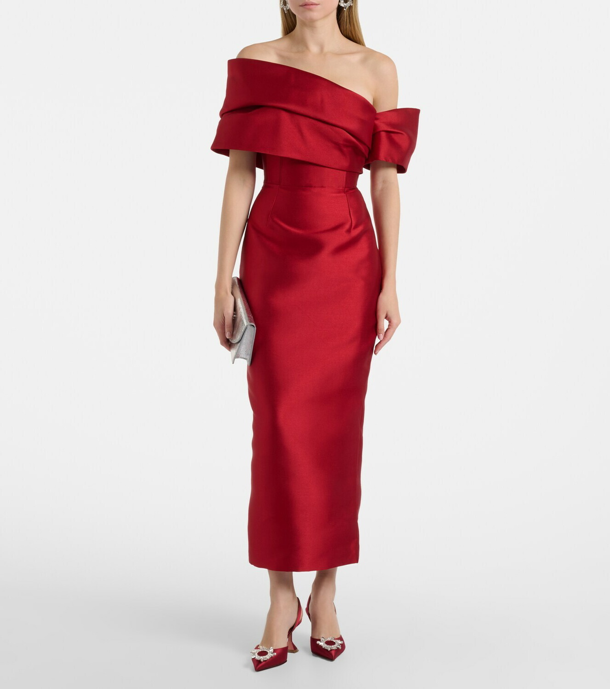 Solace London Mirla off-shoulder satin cocktail dress