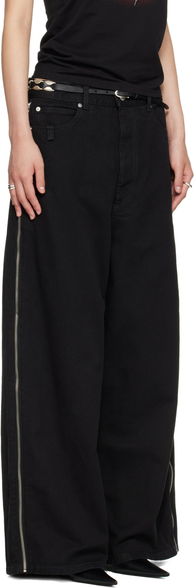 LU'U DAN Black Side Zip Jeans