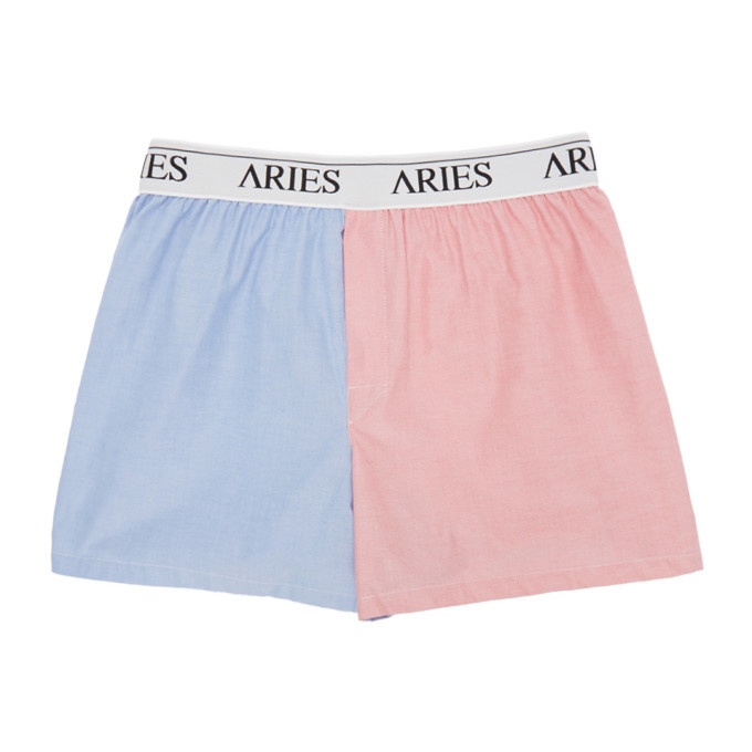 Aries Blue and Red Colorblock Boxers ARIES