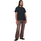 Les Tien Black Lightweight Binded Neck Inside Out T-shirt
