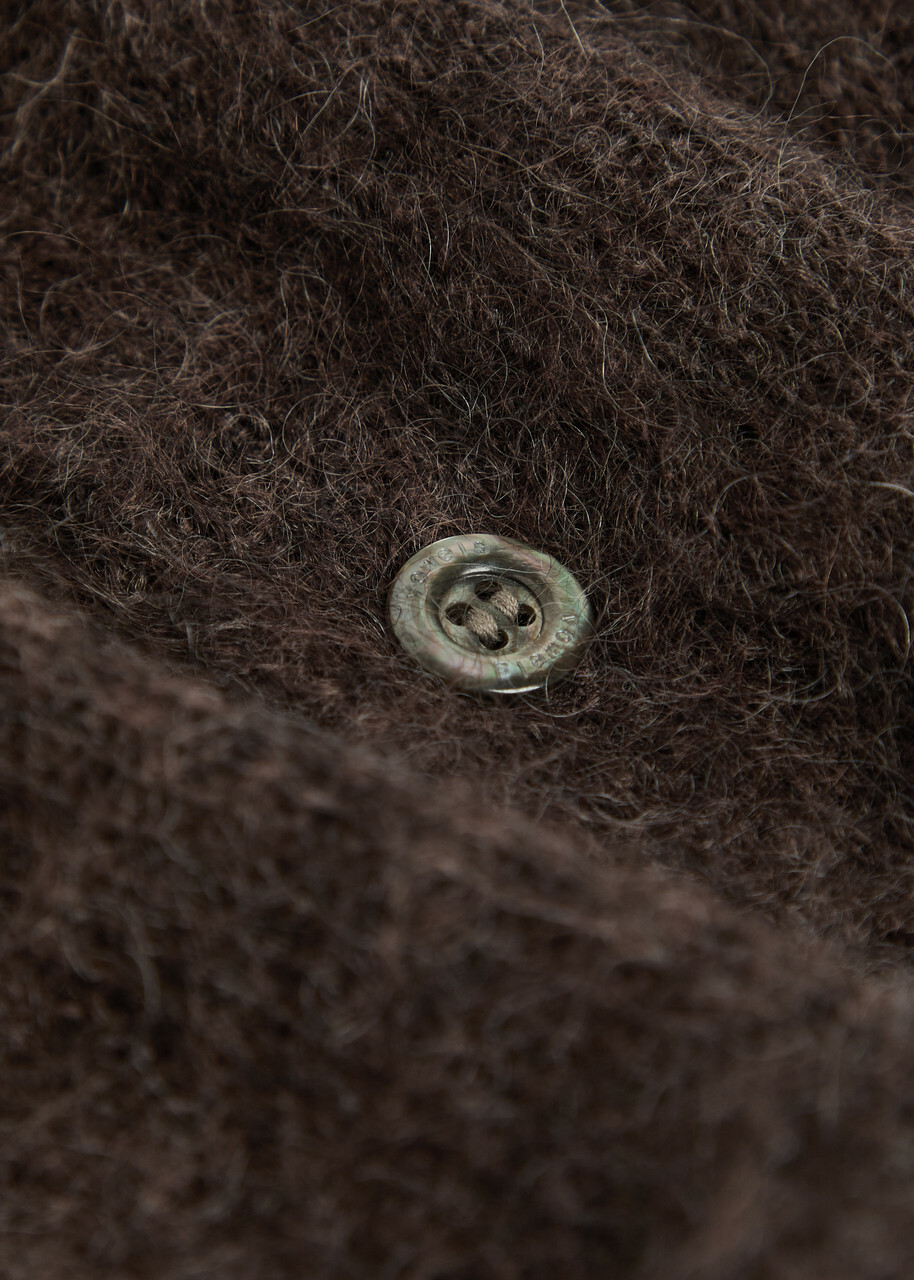 Vowels V-neck Mohair-blend Cardigan Brown