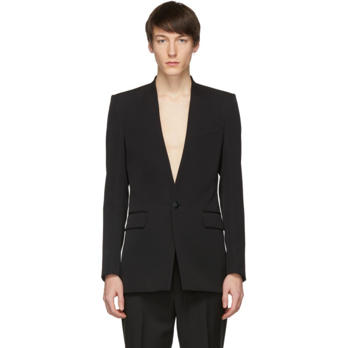 Photo: Givenchy Black Collarless Tuxedo Blazer