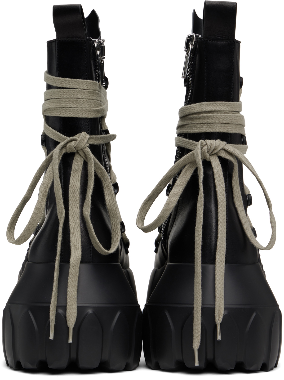 Rick Owens Black Hollywood Megalace Mega Tractor Boots Rick Owens