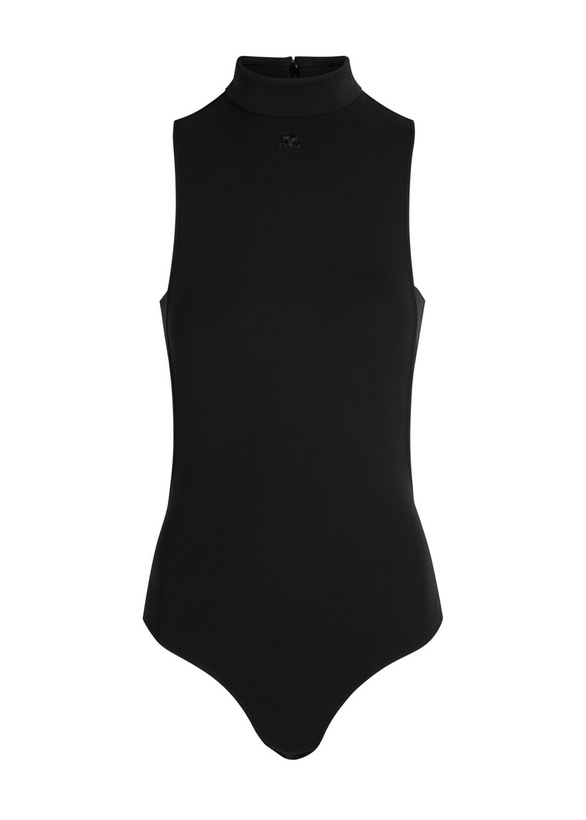 Photo: Courrèges Mock Neck Crepe Jersey Bodysuit Black
