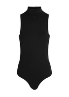 Courrèges Mock Neck Crepe Jersey Bodysuit Black