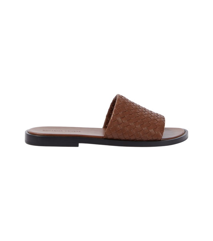 Photo: Bottega Veneta Elio Intrecciato leather slides