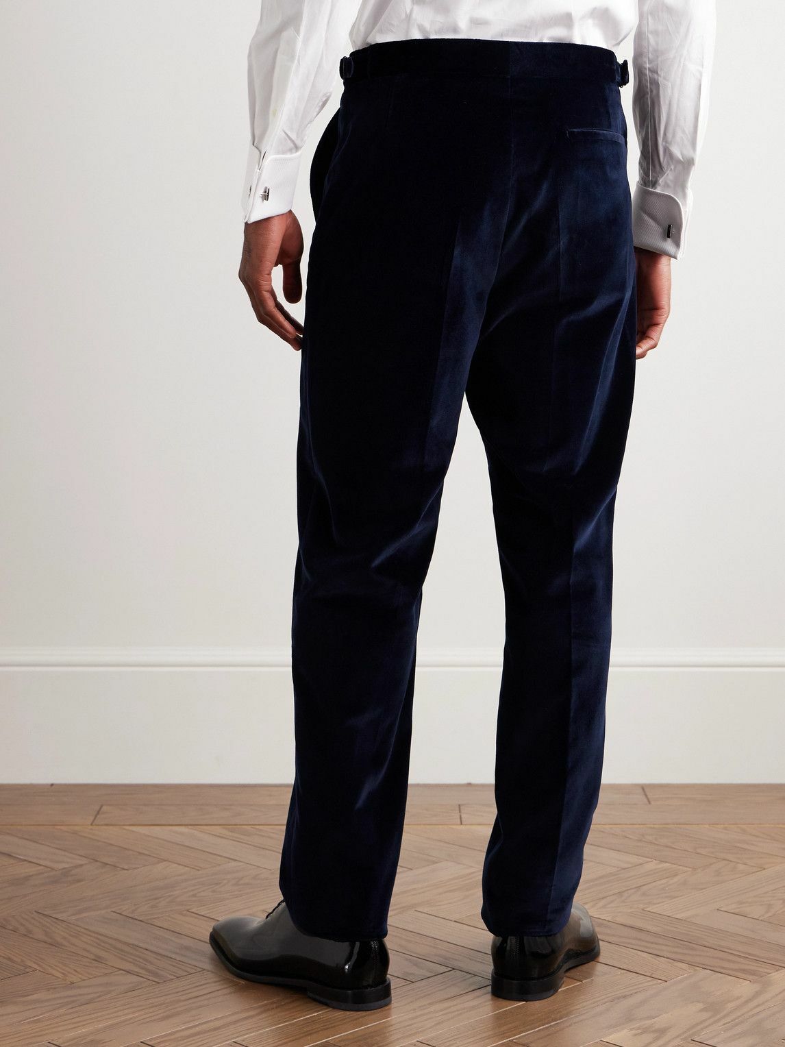 Richard James - Chapman Straight-Leg Cotton-Velour Trousers - Blue