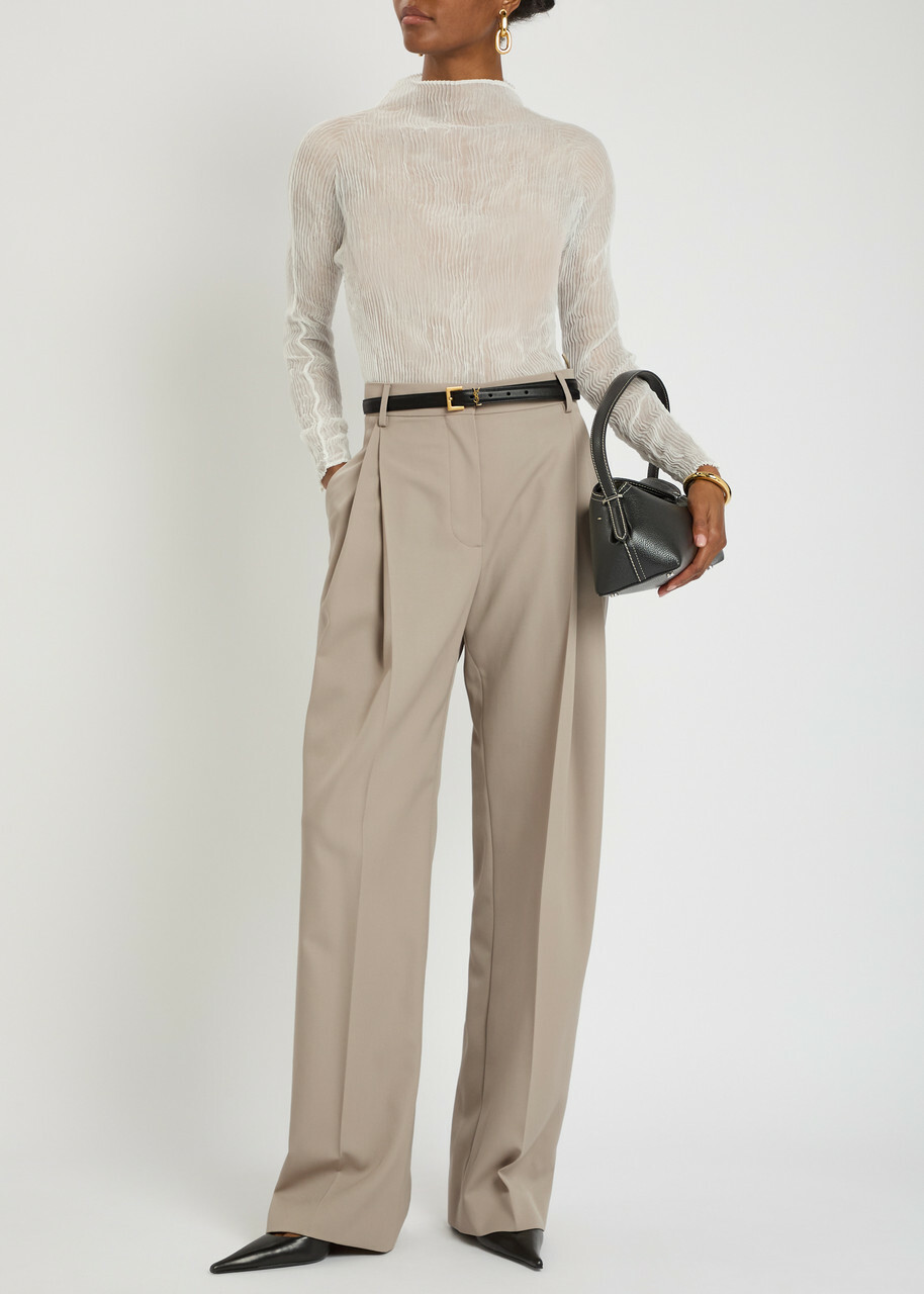 Stella Mccartney Pleated Straight-leg Trousers Grey