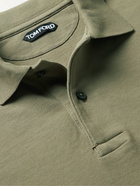 TOM FORD - Garment-Dyed Cotton-Piqué Polo Shirt - Green