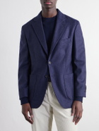 Rubinacci - Darted Flecked Wool-Herringbone Suit Jacket - Blue