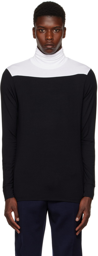 Photo: Raf Simons Black & White Bicolor R Embroidery Turtleneck