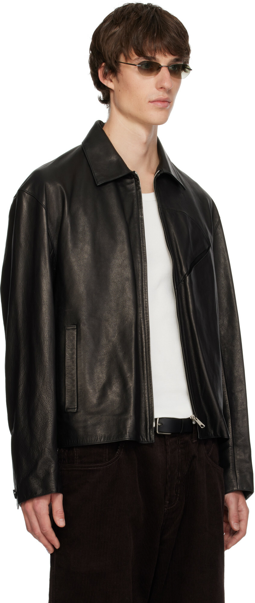 SIRE Black Zipped Leather Jacket