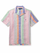 Polo Ralph Lauren - Logo-Embroidered Convertible-Collar Striped Linen Shirt - Multi