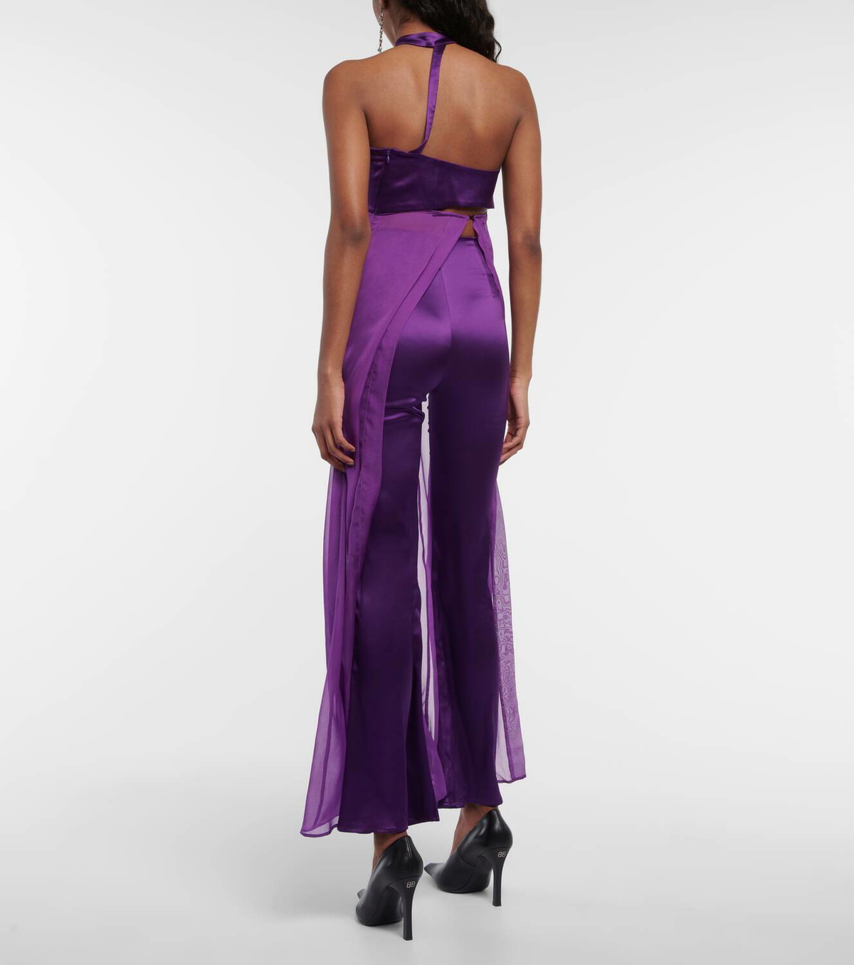 Didu Silk satin split-hem pants