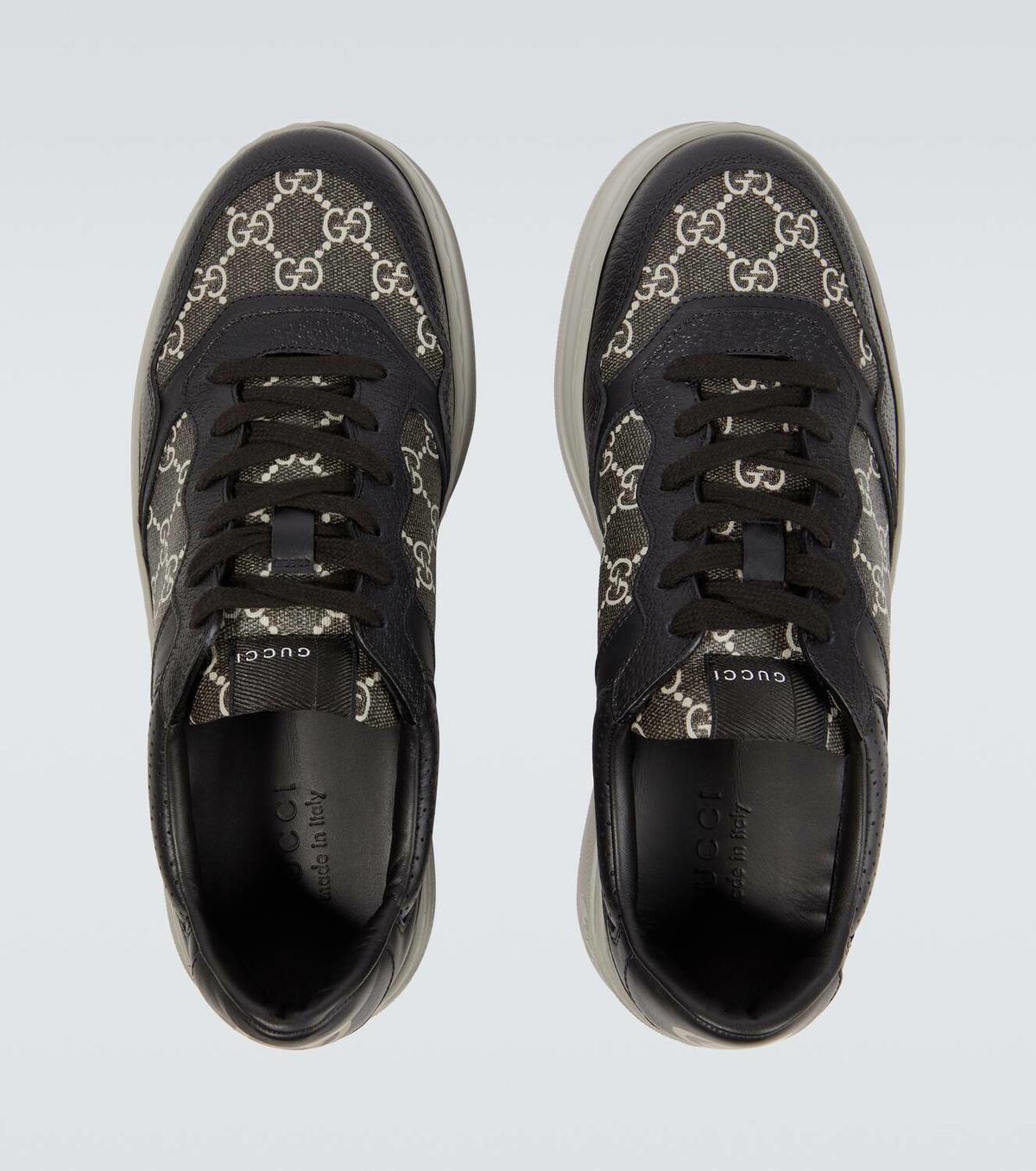 Gucci GG leather-trimmed canvas sneakers Gucci