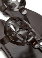 Tory Burch Miller Logo Patent Leather Flip Flops Brown