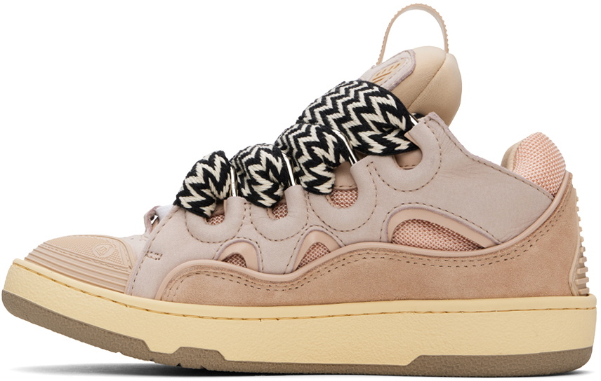 Lanvin Pink Leather Curb Sneakers Lanvin